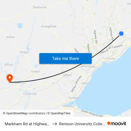 Markham Rd at Highway 7 to Renison University College map