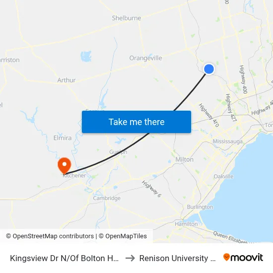 Kingsview Dr N/Of Bolton Heights Rd to Renison University College map