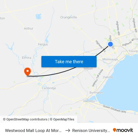Westwood Mall Loop At Morning Star Dr to Renison University College map