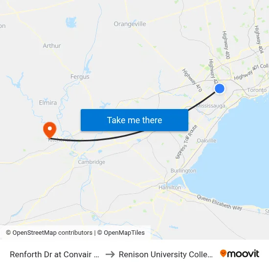 Renforth Dr at Convair Dr to Renison University College map