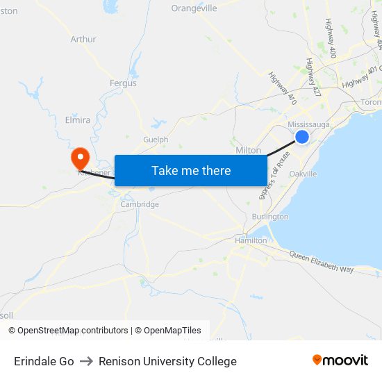 Erindale Go to Renison University College map