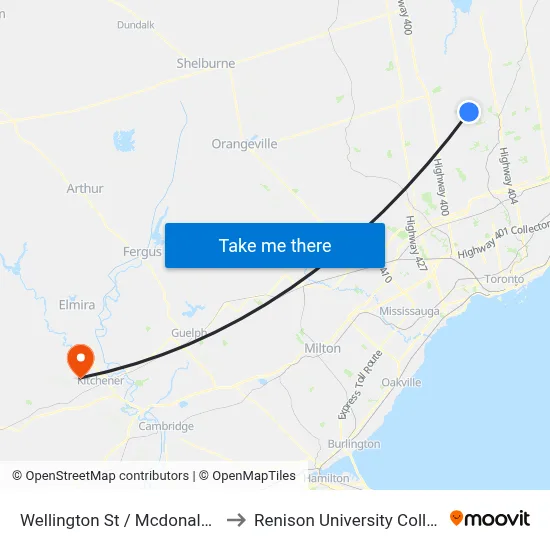 Wellington St / Mcdonald Dr to Renison University College map