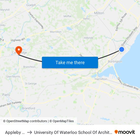 Appleby Go to University Of Waterloo School Of Architecture map