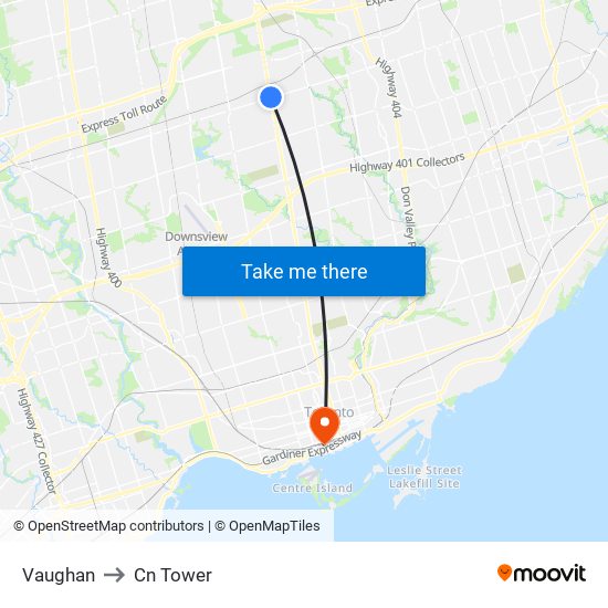Vaughan to Cn Tower map