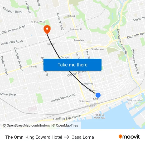 The Omni King Edward Hotel to Casa Loma map
