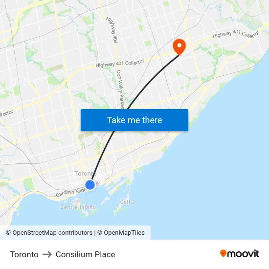 Toronto to Consilium Place map