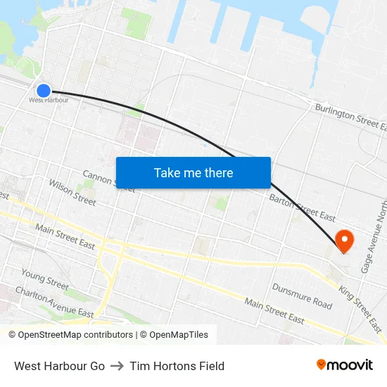 West Harbour Go to Tim Hortons Field map