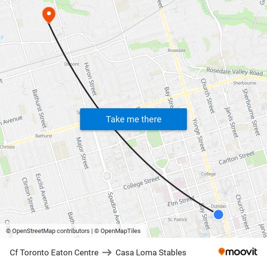 Cf Toronto Eaton Centre to Casa Loma Stables map