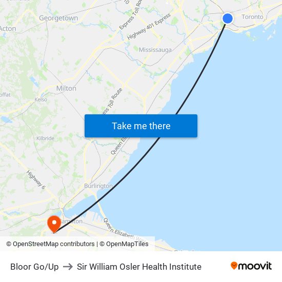 Bloor Go/Up to Sir William Osler Health Institute map