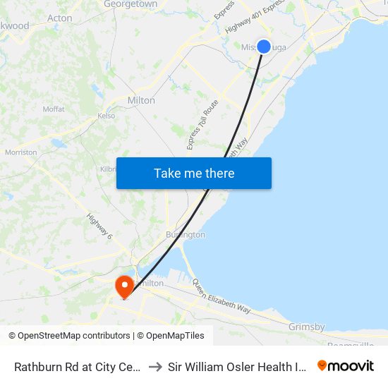 Rathburn Rd at City Centre Dr to Sir William Osler Health Institute map