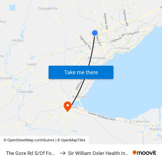 The Gore Rd S/Of Fogal Rd to Sir William Osler Health Institute map