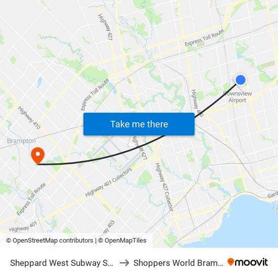 Sheppard West Subway Station to Sheppard West Subway Station map