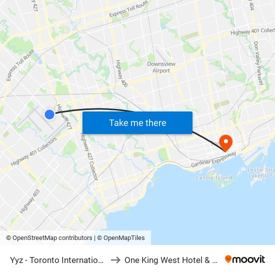 Yyz - Toronto International Airport to One King West Hotel & Residence map