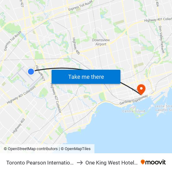 Toronto Pearson International Airport (Yyz) to One King West Hotel & Residence map