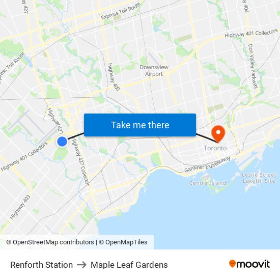 Renforth Station to Maple Leaf Gardens map