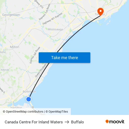 Canada Centre For Inland Waters to Buffalo map