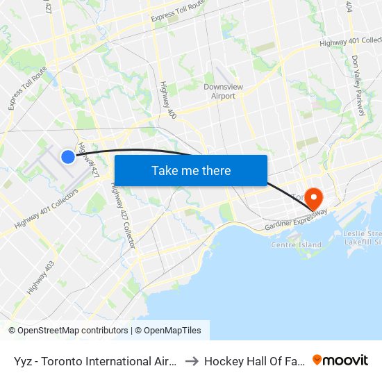 Yyz - Toronto International Airport to Hockey Hall Of Fame map