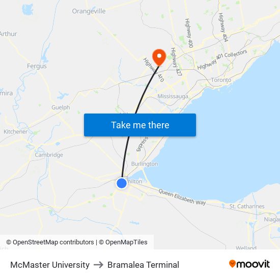 McMaster University to Bramalea Terminal map