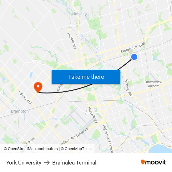 York University to Bramalea Terminal map