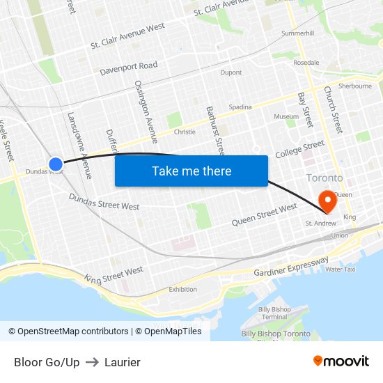 Bloor Go/Up to Laurier map