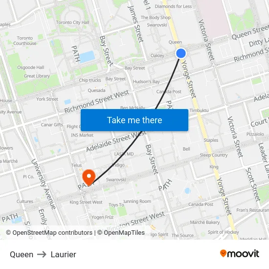 Queen to Laurier map
