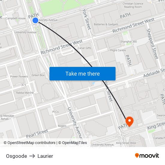 Osgoode to Laurier map