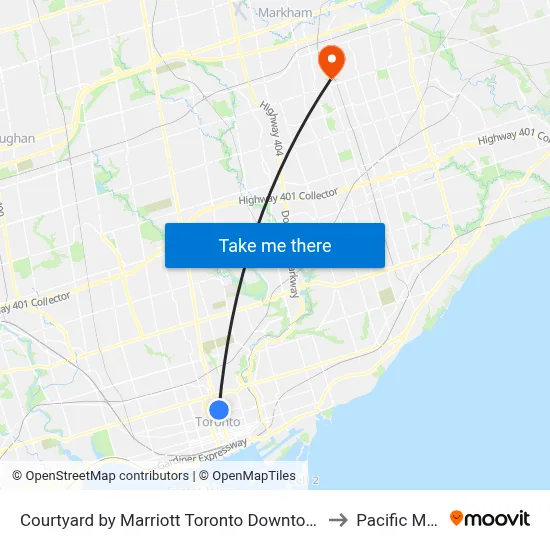 Courtyard by Marriott Toronto Downtown to Pacific Mall map