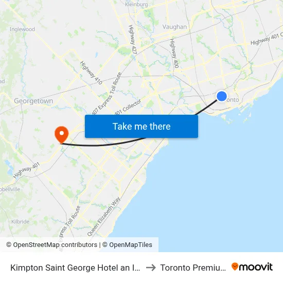 Kimpton Saint George Hotel an IHG Hotel Toronto to Toronto Premium Outlets map