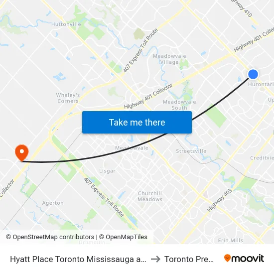 Hyatt Place Toronto Mississauga and Luxe Convention Centre to Toronto Premium Outlets map