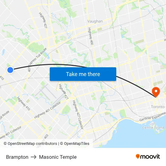 Brampton to Masonic Temple map
