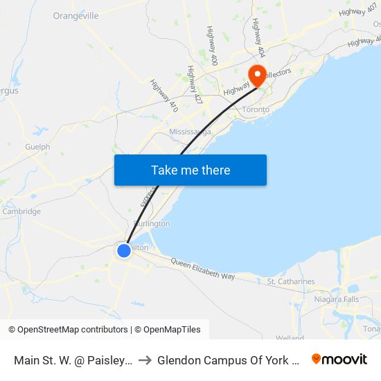Main St. W. @ Paisley Ave. S. to Glendon Campus Of York University map