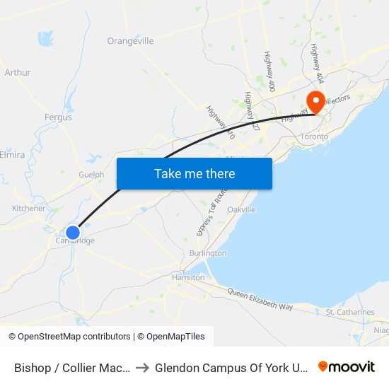 Bishop / Collier Macmillan to Glendon Campus Of York University map