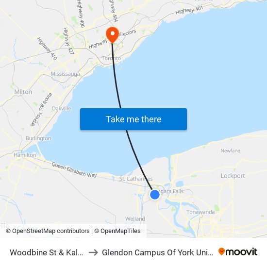 Woodbine St & Kalar Rd to Glendon Campus Of York University map