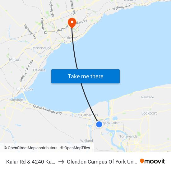 Kalar Rd & 4240 Kalar Rd to Glendon Campus Of York University map