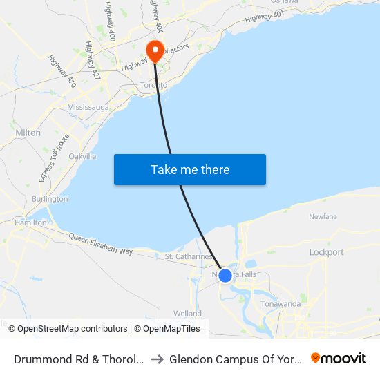 Drummond Rd & Thorold Stone Rd to Glendon Campus Of York University map