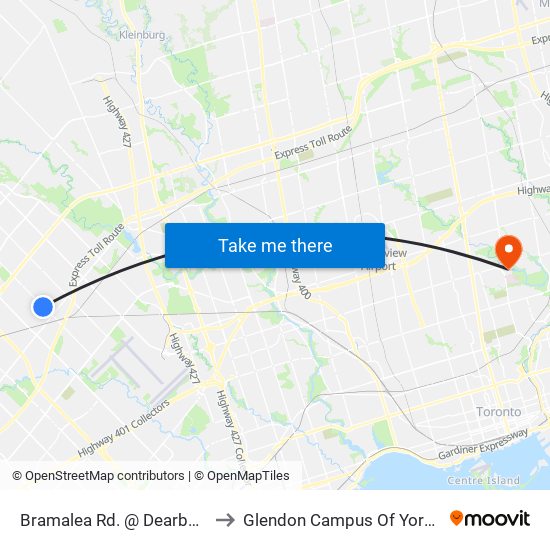 Bramalea Rd. @ Dearbourne Blvd. to Glendon Campus Of York University map