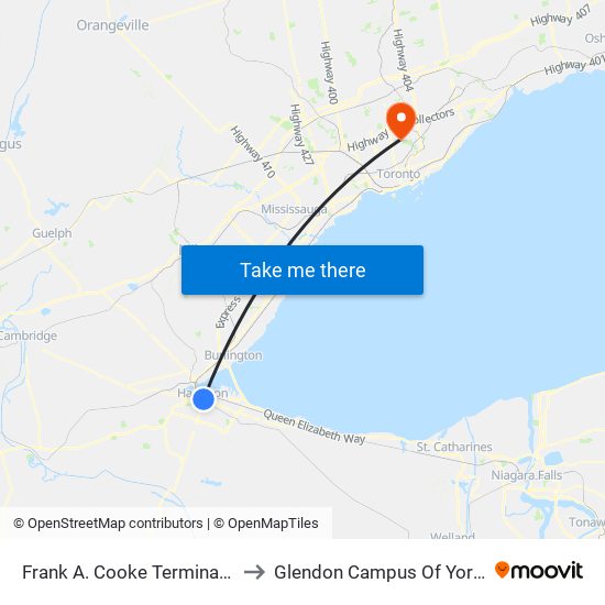 Frank A. Cooke Terminal Platform 4 to Glendon Campus Of York University map