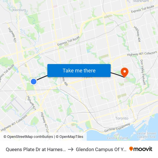 Queens Plate Dr at Harness Rd North Side to Glendon Campus Of York University map