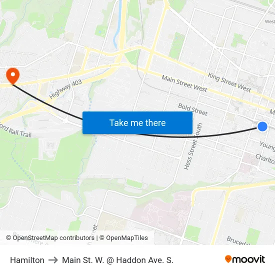 Hamilton to Main St. W. @ Haddon Ave. S. map