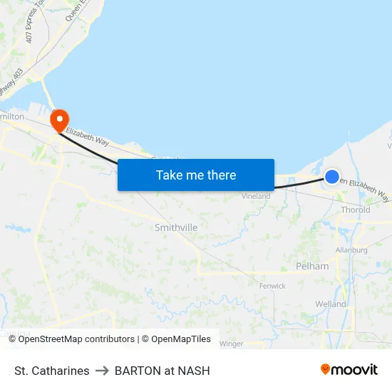 St. Catharines to BARTON at NASH map