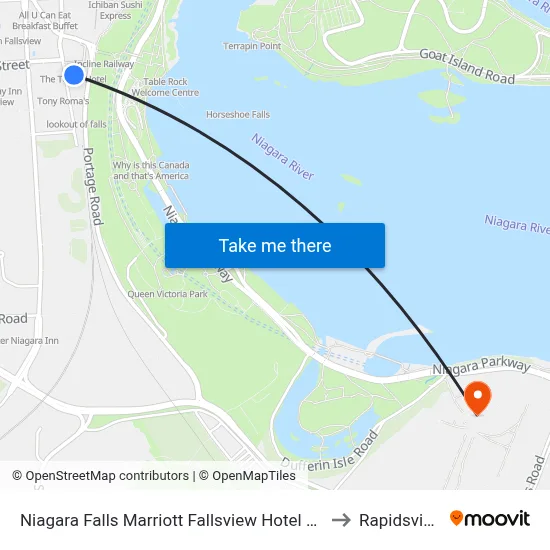 Niagara Falls Marriott Fallsview Hotel Spa to Rapidsview map