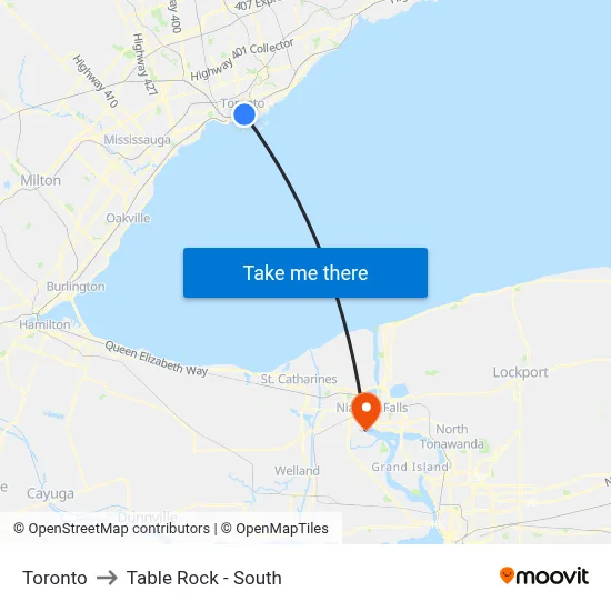 Toronto to Table Rock - South map