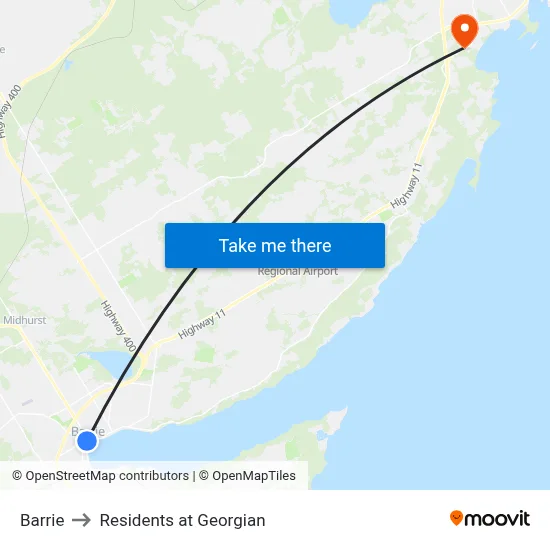 Barrie to Residents at Georgian map