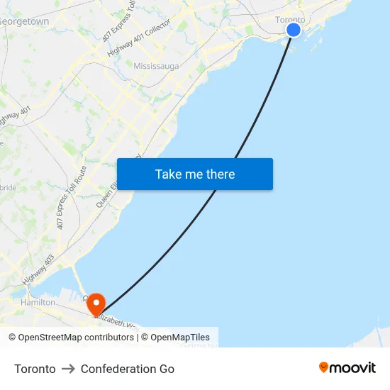Toronto to Confederation Go map