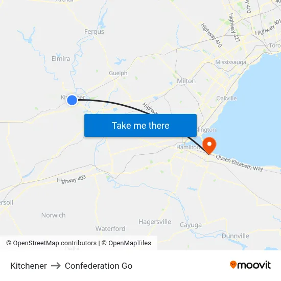 Kitchener to Confederation Go map
