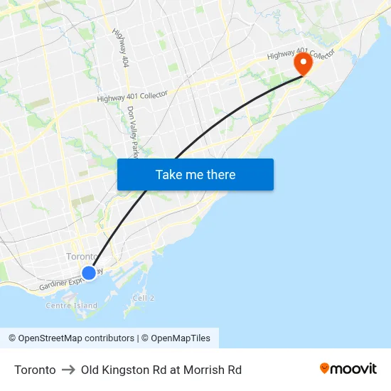 Toronto to Old Kingston Rd at Morrish Rd map