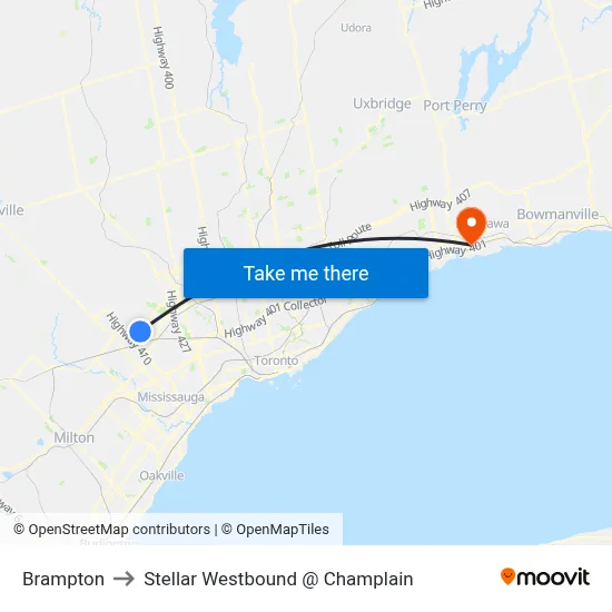 Brampton to Stellar Westbound @ Champlain map