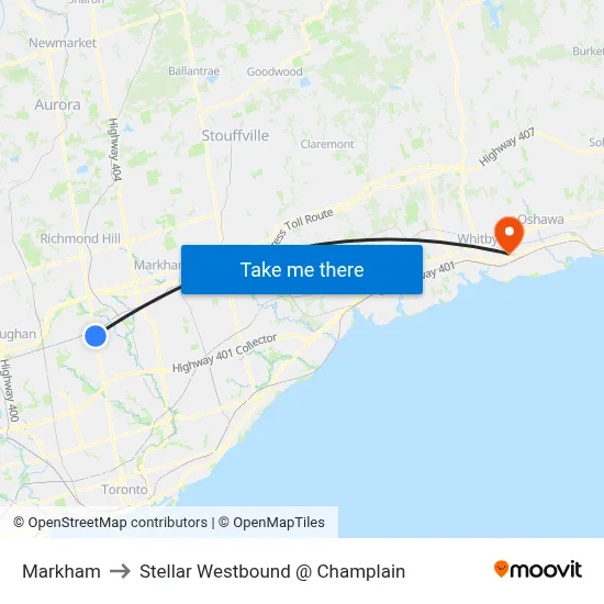 Markham to Stellar Westbound @ Champlain map