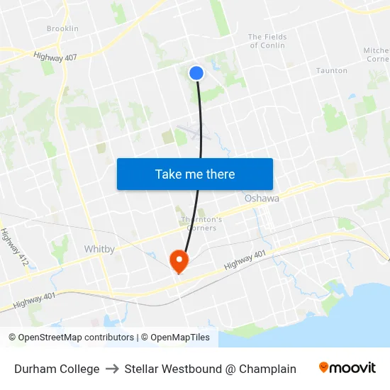 Durham College to Stellar Westbound @ Champlain map
