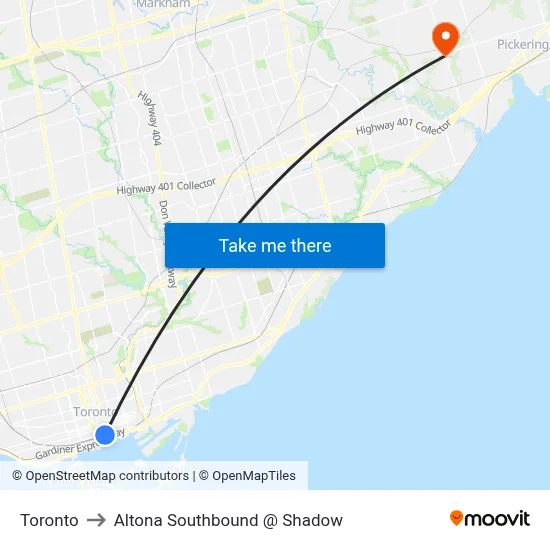 Toronto to Altona Southbound @ Shadow map